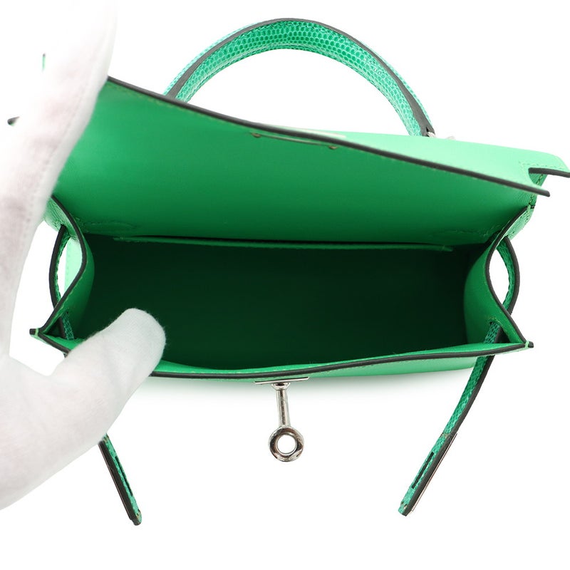 エルメス ミニケリー2 外縫い タッチ ヴェールコミック/ヴェールヴェロン/シルバー金具 ヴォーマダム/リザード W刻印 2wayショルダー