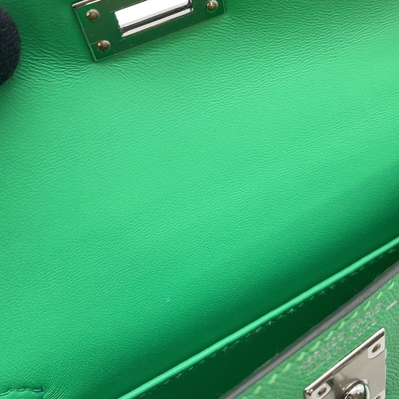 エルメス ミニケリー2 外縫い タッチ ヴェールコミック/ヴェールヴェロン/シルバー金具 ヴォーマダム/リザード W刻印 2wayショルダー