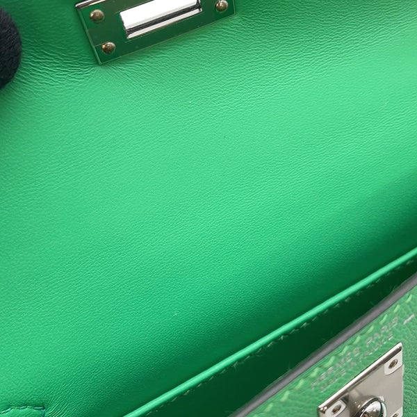 エルメス ミニケリー2 外縫い タッチ ヴェールコミック/ヴェールヴェロン/シルバー金具 ヴォーマダム/リザード W刻印 2wayショルダー