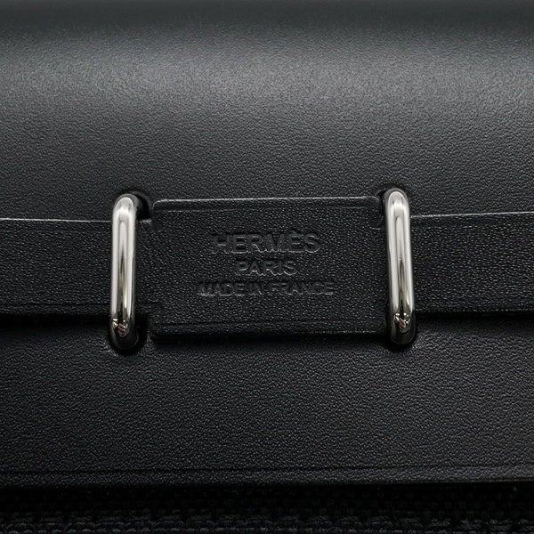 エルメス ショルダーバッグ エールバッグジップ ミニ ブラック/シルバー金具 トワルミリタリー/ヴァッシュハンター K刻印 黒