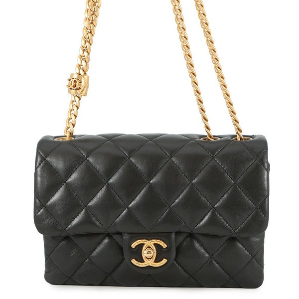 シャネル チェーンショルダーバッグ マトラッセ ココマーク ラムスキン AS3393 CHANEL 黒