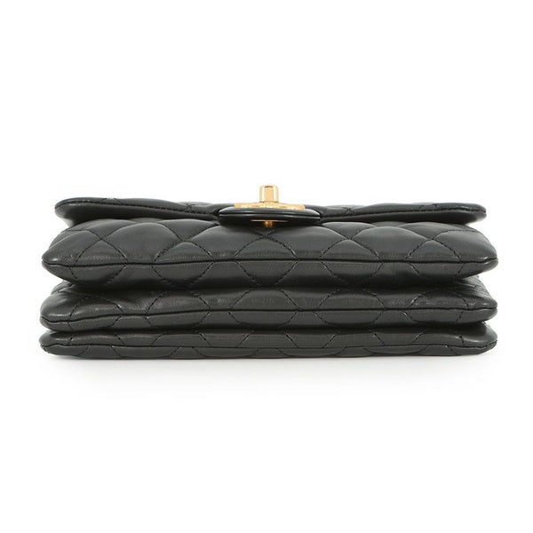 シャネル チェーンショルダーバッグ マトラッセ ココマーク ラムスキン AS3393 CHANEL 黒