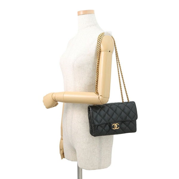 シャネル チェーンショルダーバッグ マトラッセ ココマーク ラムスキン AS3393 CHANEL 黒