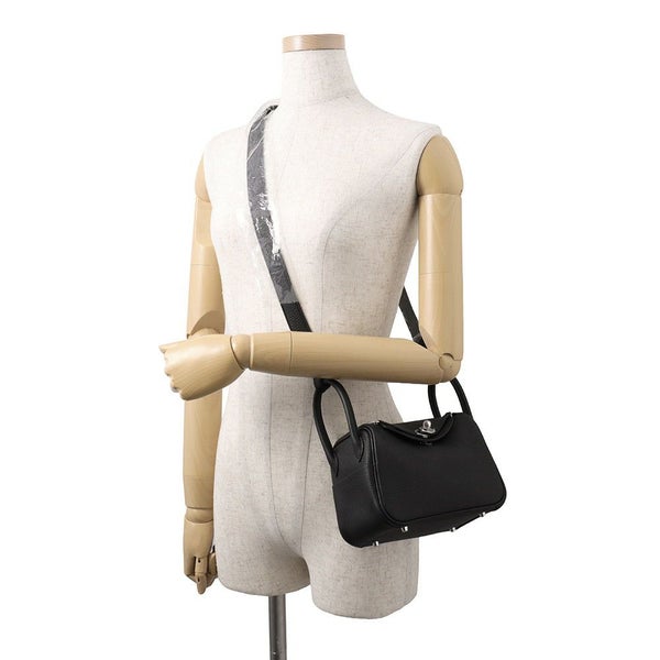 エルメス リンディ ミニ ブラック/シルバー金具 トリヨンクレマンス W刻印 2wayショルダー 黒