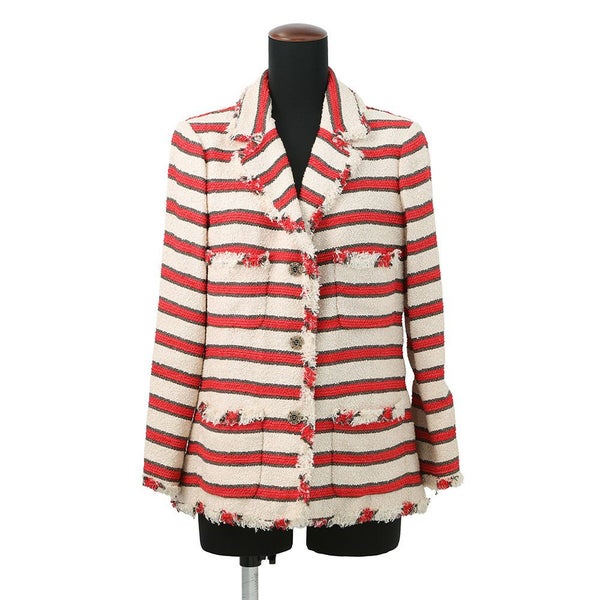 シャネル ジャケット ツイード ストライプ レディースサイズ42 P33189 CHANEL アパレル アウター