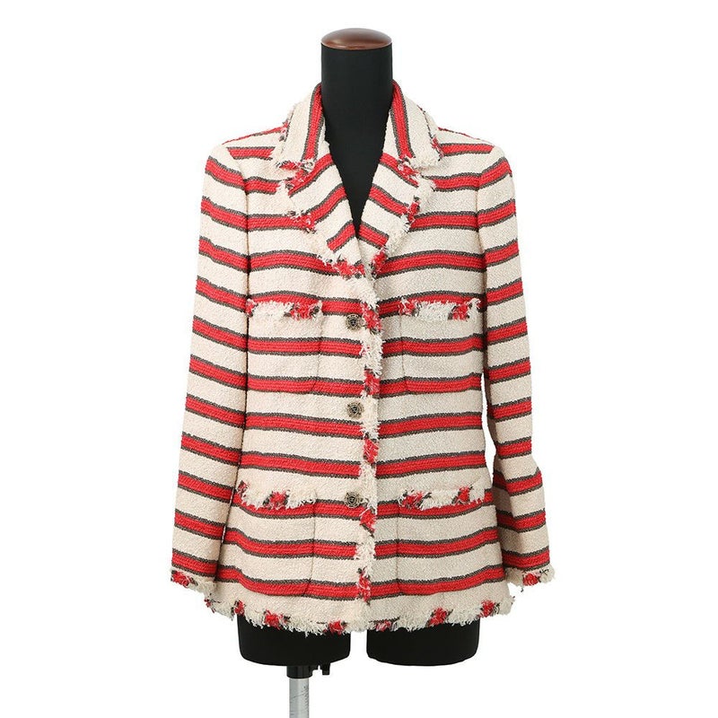 シャネル ジャケット ツイード ストライプ レディースサイズ42 P33189 CHANEL アパレル アウター