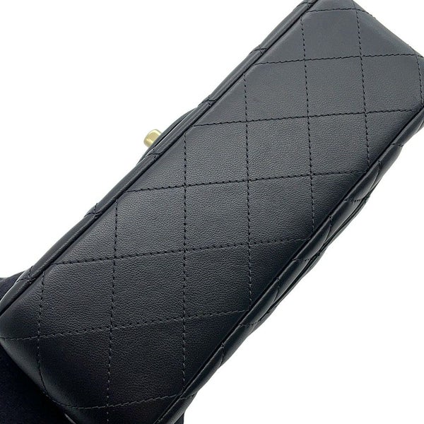 シャネル チェーンショルダーバッグ マトラッセ ココマーク トップハンドル ミニ ラムスキン AS2431 黒