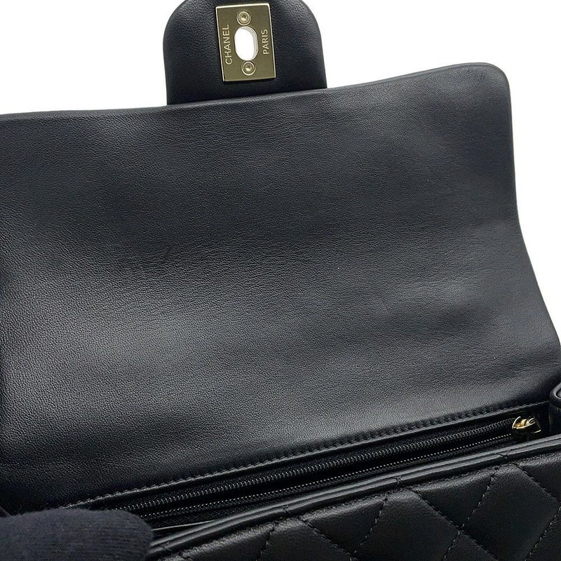 シャネル チェーンショルダーバッグ マトラッセ ココマーク トップハンドル ミニ ラムスキン AS2431 黒