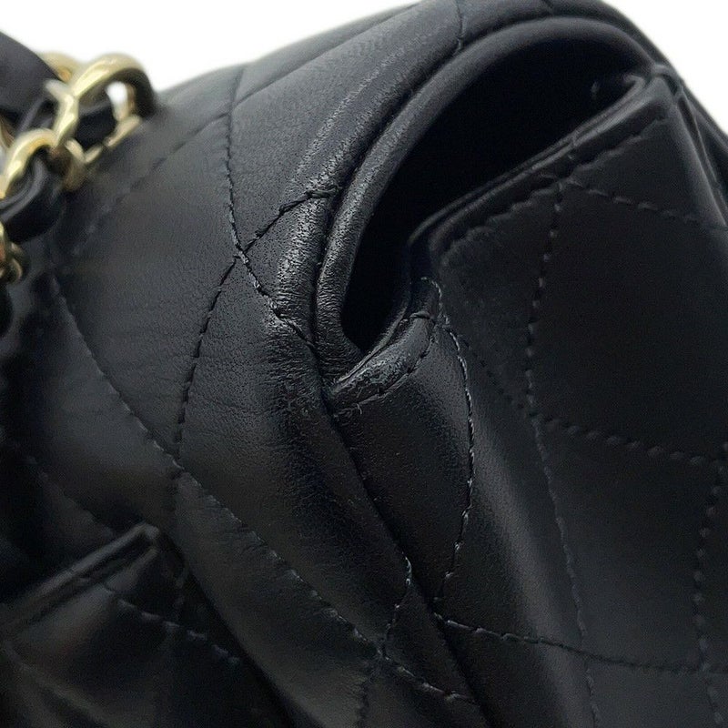 シャネル チェーンショルダーバッグ マトラッセ ココマーク トップハンドル ミニ ラムスキン AS2431 黒