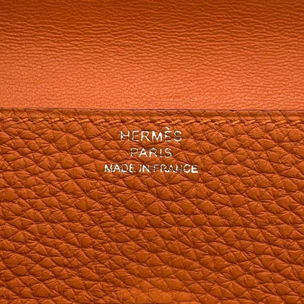 エルメス カードケース ドゴン オレンジ/シルバー金具 トゴ B刻印 HERMES 名刺入れ