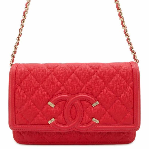 シャネル チェーンウォレット CCフィリグリー ココマーク マトラッセ キャビアスキン A84451 CHANEL 財布