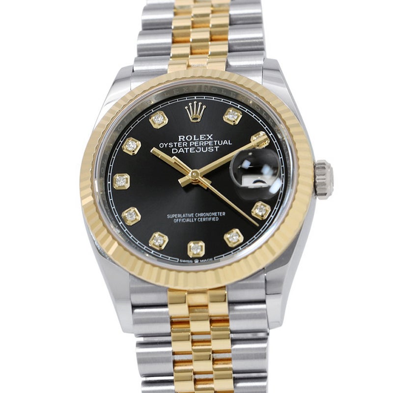ロレックス デイトジャスト2 36 126233 ランダムシリアル ルーレット ROLEX 腕時計 黒文字盤 10Pダイヤ