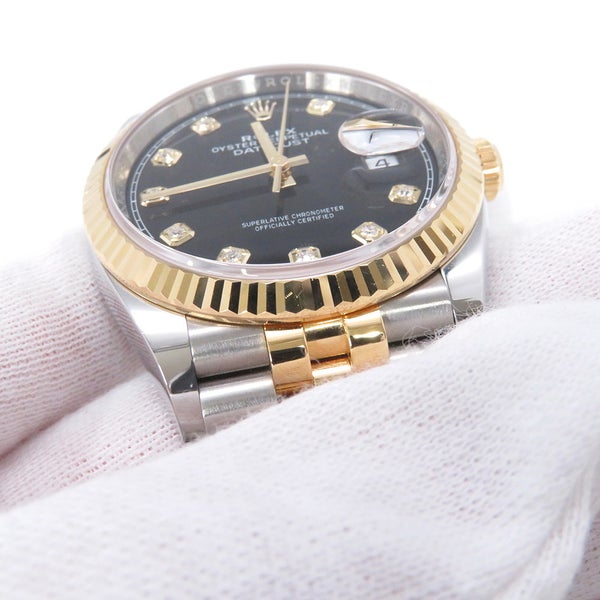 ロレックス デイトジャスト2 36 126233 ランダムシリアル ルーレット ROLEX 腕時計 黒文字盤 10Pダイヤ