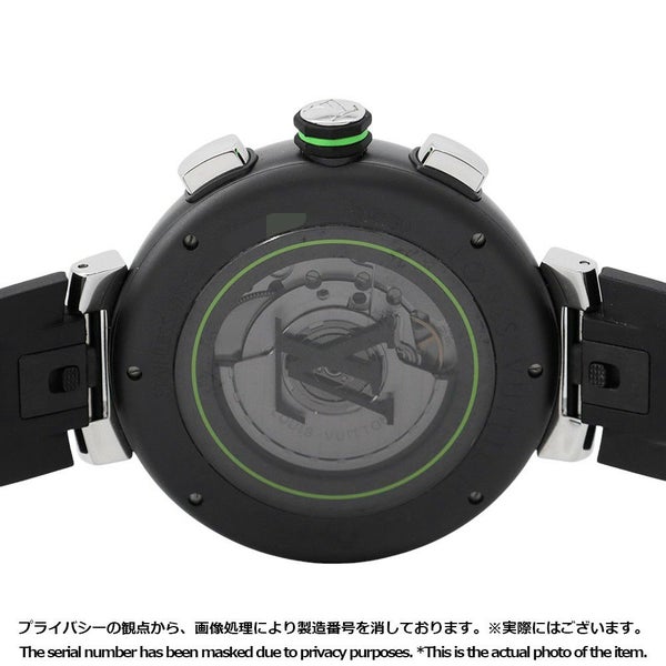 ルイヴィトン タンブール オトマティック クロノグラフ ダミエ グラフィット レース QA130 黒文字盤