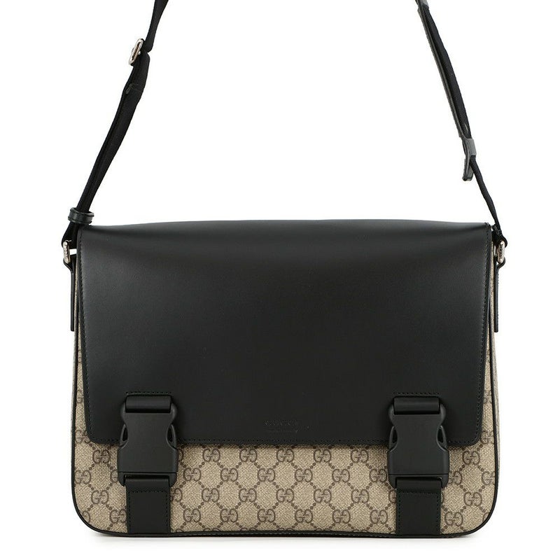 グッチ ショルダーバッグ GGスプリーム/レザー 406367 GUCCI メッセンジャーバッグ 黒