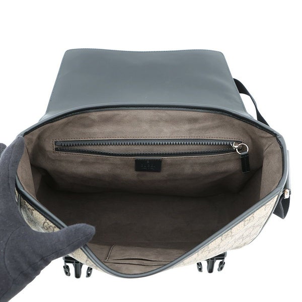 グッチ ショルダーバッグ GGスプリーム/レザー 406367 GUCCI メッセンジャーバッグ 黒