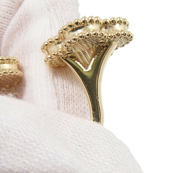 ヴァンクリ リング ラッキー アルハンブラ アントレ レ ドア リング タイガーズアイ/マザーオブパール K18YG サイズ約8号 指輪