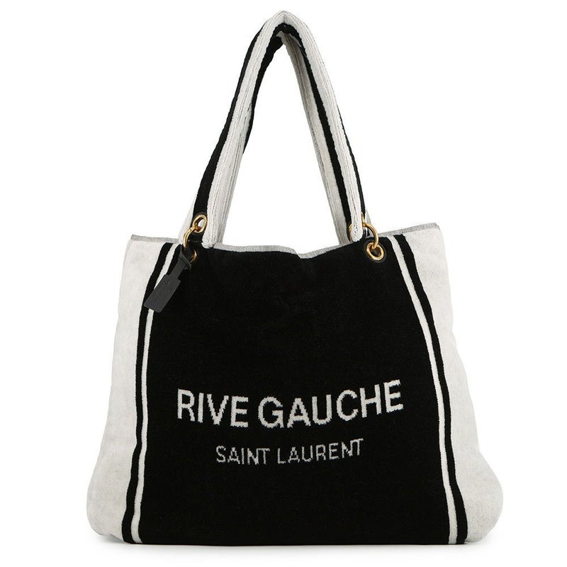 サンローランパリ トートバッグ リヴ・ゴーシュ RIVE GAUCHE タオルトート 735067 SAINT LAURENT PARIS 黒 白