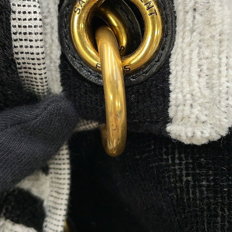 サンローランパリ トートバッグ リヴ・ゴーシュ RIVE GAUCHE タオルトート 735067 SAINT LAURENT PARIS 黒 白