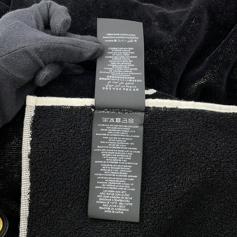 サンローランパリ トートバッグ リヴ・ゴーシュ RIVE GAUCHE タオルトート 735067 SAINT LAURENT PARIS 黒 白