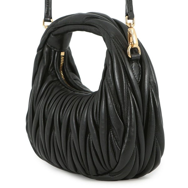 ミュウミュウ ハンドバッグ マテラッセ ワンダー ホーボーバッグ レザー 5BC125 MIUMIU 2way 黒