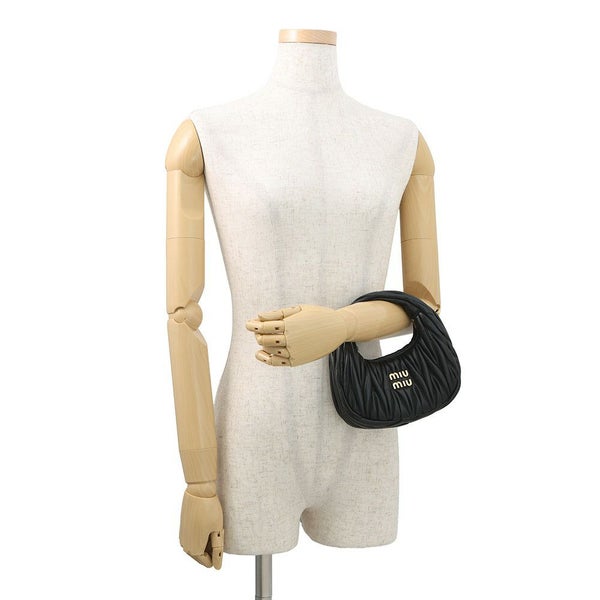 ミュウミュウ ハンドバッグ マテラッセ ワンダー ホーボーバッグ レザー 5BC125 MIUMIU 2way 黒