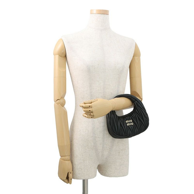 ミュウミュウ ハンドバッグ マテラッセ ワンダー ホーボーバッグ レザー 5BC125 MIUMIU 2way 黒