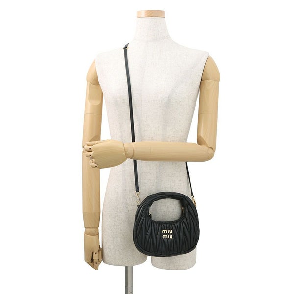 ミュウミュウ ハンドバッグ マテラッセ ワンダー ホーボーバッグ レザー 5BC125 MIUMIU 2way 黒