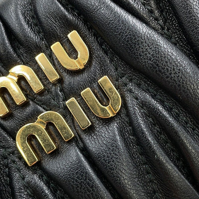ミュウミュウ ハンドバッグ マテラッセ ワンダー ホーボーバッグ レザー 5BC125 MIUMIU 2way 黒