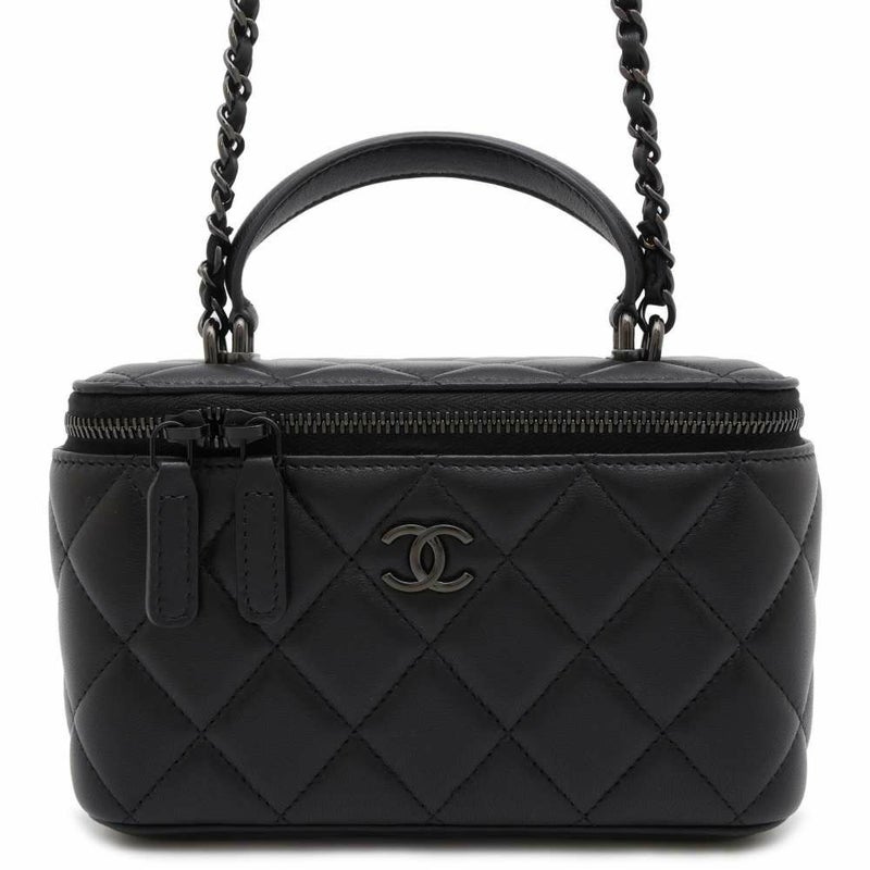 シャネル チェーンショルダーバッグ マトラッセ ココマーク ヴァニティケース ラムスキン AP2199 CHANEL バニティ 黒