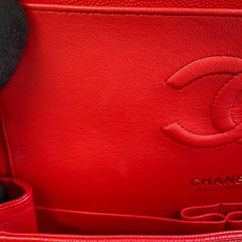 シャネル チェーンショルダーバッグ マトラッセ25 ココマーク キャビアスキン ダブルチェーン A01112 CHANEL