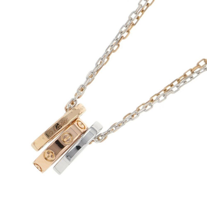 カルティエ ネックレス LOVE ネックレス ダイヤモンド 6P 計0.01ct K18PG/K18WG B7219700 ラブサークル スリーフープ ペンダント