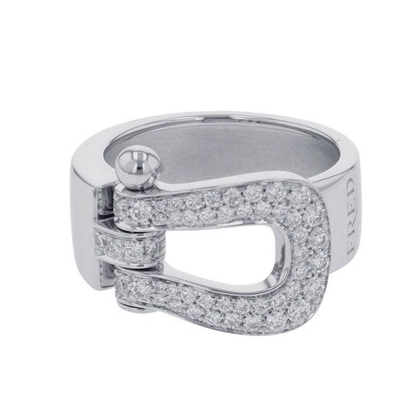 フレッド リング フォース10 ラージモデル ダイヤモンド 49P 計0.49ct K18WGホワイトゴールド サイズ52 4B0352 指輪