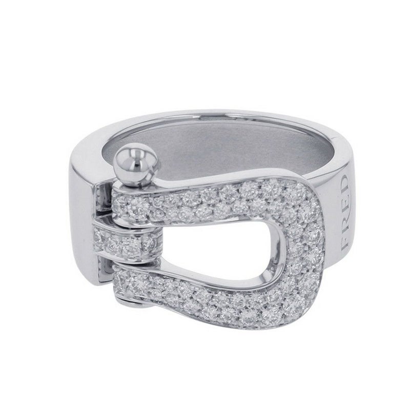 フレッド リング フォース10 ラージモデル ダイヤモンド 49P 計0.49ct K18WGホワイトゴールド サイズ52 4B0352 指輪