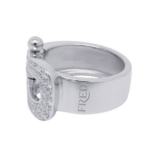 フレッド リング フォース10 ラージモデル ダイヤモンド 49P 計0.49ct K18WGホワイトゴールド サイズ52 4B0352 指輪