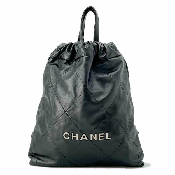 シャネル リュック シャネル22 スモールシャイニーカーフレザー AS3859 CHANEL バックパック 黒