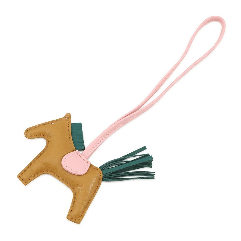 エルメス バッグチャーム ロデオ PM セサミ/ローズサクラ/マラカイト ラムスキン Z刻印