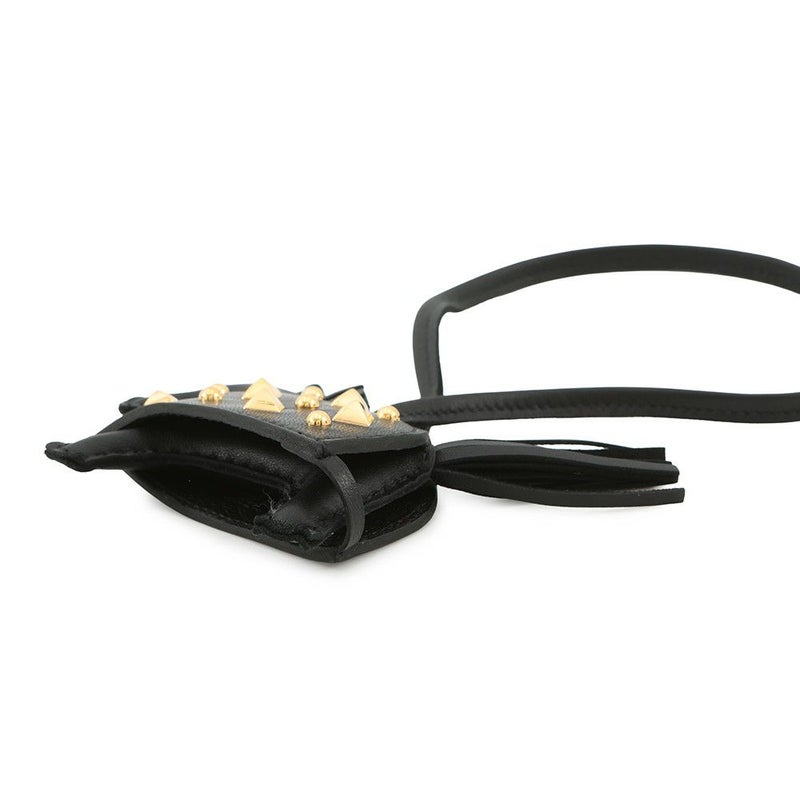 エルメス バッグチャーム ロデオPM ロベオ ロック ブラック/ゴールド金具 ラムスキン K刻印 黒