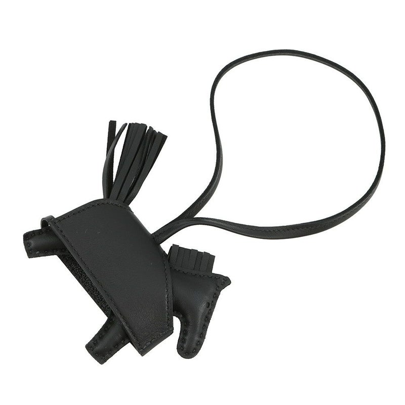 エルメス バッグチャーム ロデオPM ロベオ ロック ブラック/ゴールド金具 ラムスキン K刻印 黒