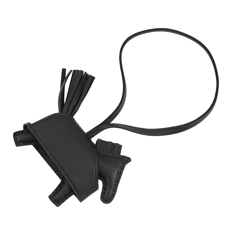 エルメス バッグチャーム ロデオPM ロベオ ロック ブラック/ゴールド金具 ラムスキン K刻印 黒