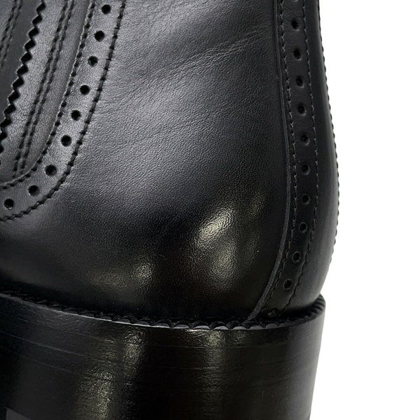 エルメス ブーツ サイドゴア パンチング レザー メンズサイズ43 HERMES 靴 黒