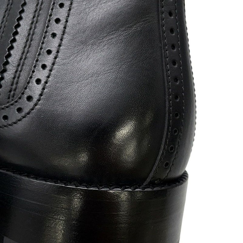 エルメス ブーツ サイドゴア パンチング レザー メンズサイズ43 HERMES 靴 黒