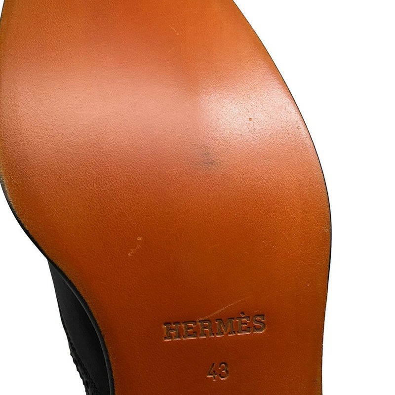 エルメス ブーツ サイドゴア パンチング レザー メンズサイズ43 HERMES 靴 黒