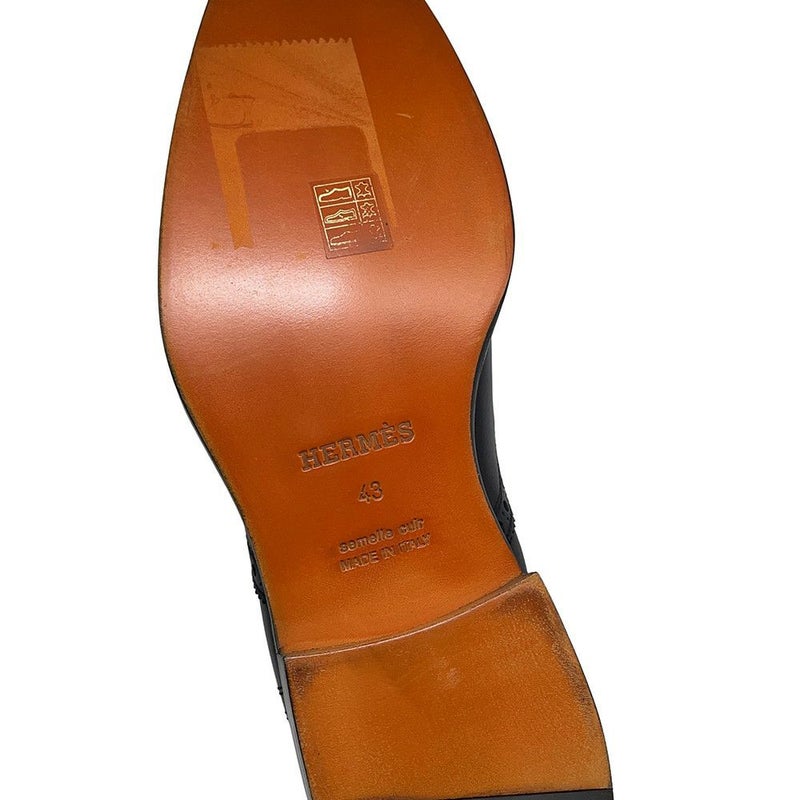 エルメス ブーツ サイドゴア パンチング レザー メンズサイズ43 HERMES 靴 黒