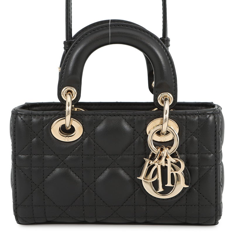 ディオール ハンドバッグ Lady D-JOY カナージュ マイクロ ラムスキン S0910ONGE Christian Dior 3way 黒