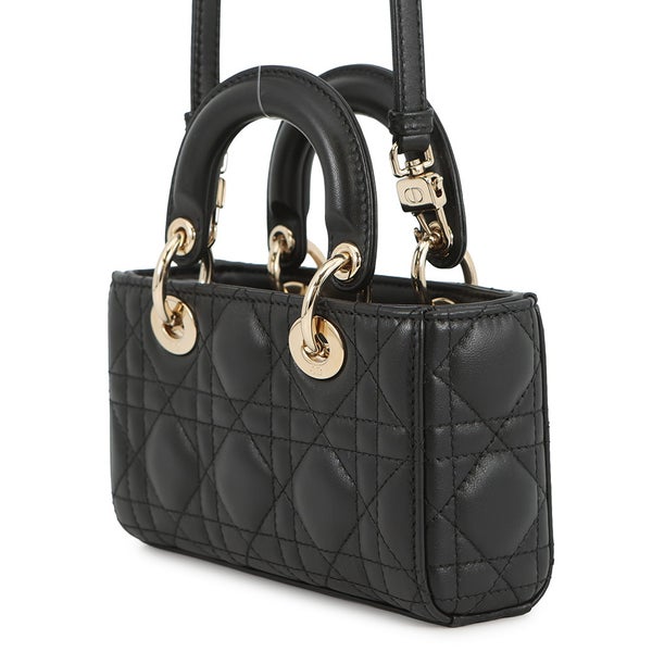 ディオール ハンドバッグ Lady D-JOY カナージュ マイクロ ラムスキン S0910ONGE Christian Dior 3way 黒