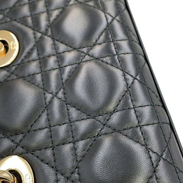 ディオール ハンドバッグ Lady D-JOY カナージュ マイクロ ラムスキン S0910ONGE Christian Dior 3way 黒