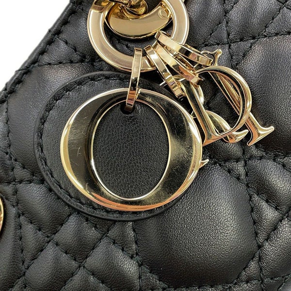 ディオール ハンドバッグ Lady D-JOY カナージュ マイクロ ラムスキン S0910ONGE Christian Dior 3way 黒