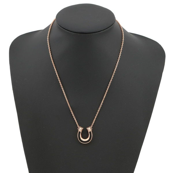 エルメス ネックレス ジョケット PM ブラック/ピンクゴールド金具 メタル/エプソン HERMES アクセサリー 黒