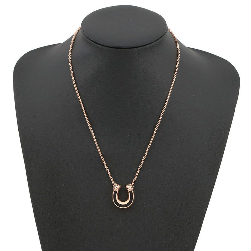 エルメス ネックレス ジョケット PM ブラック/ピンクゴールド金具 メタル/エプソン HERMES アクセサリー 黒